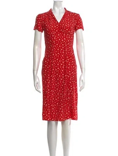 Pre-owned Hvn Silk Knee-length Dress In Red