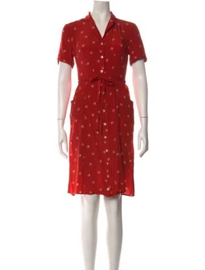 Pre-owned Hvn Silk Knee-length Dress In Red