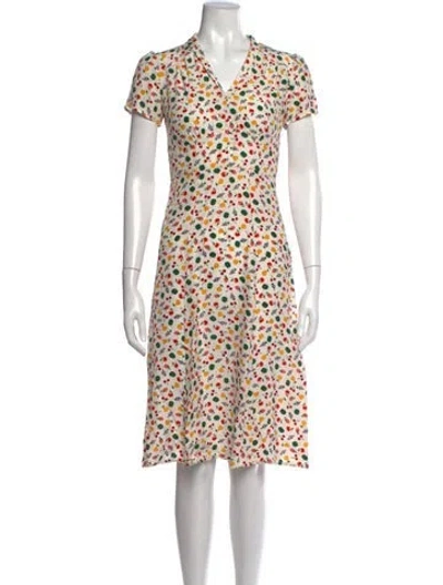 Pre-owned Hvn Silk Knee-length Dress In White