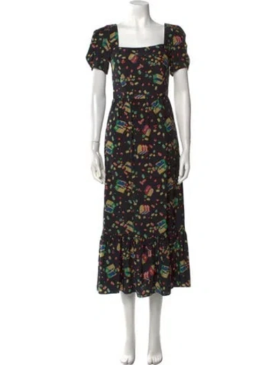 Pre-owned Hvn Silk Long Dress In Black