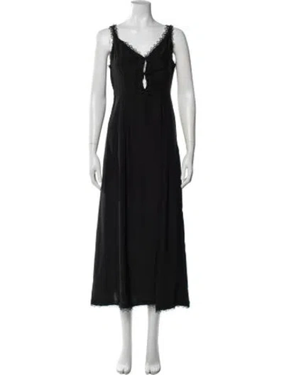 Pre-owned Hvn Silk Long Dress In Black