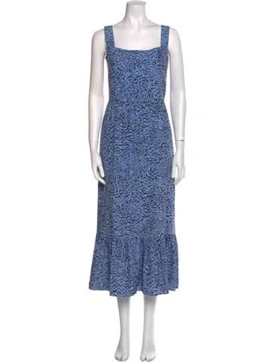 Pre-owned Hvn Silk Long Dress In Blue