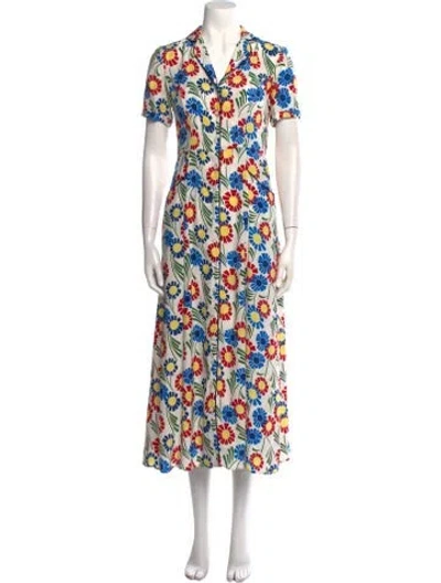 Pre-owned Hvn Silk Long Dress In Blue