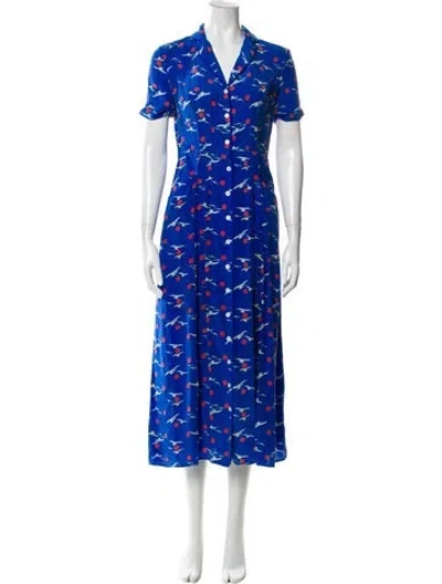 Pre-owned Hvn Silk Long Dress In Blue