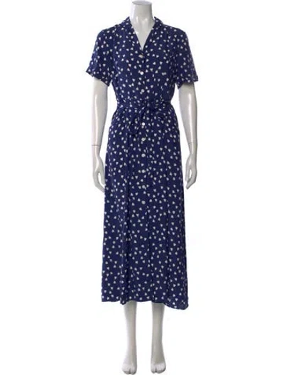 Pre-owned Hvn Silk Long Dress In Blue