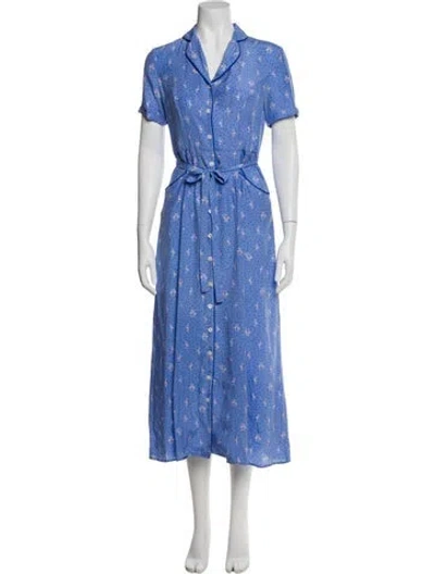 Pre-owned Hvn Silk Long Dress In Blue