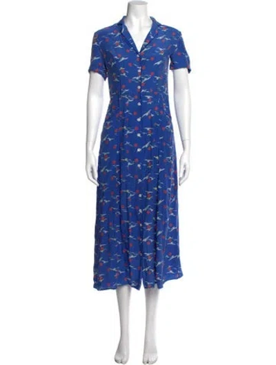 Pre-owned Hvn Silk Long Dress In Blue