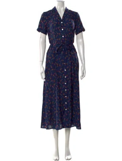 Pre-owned Hvn Silk Long Dress In Blue