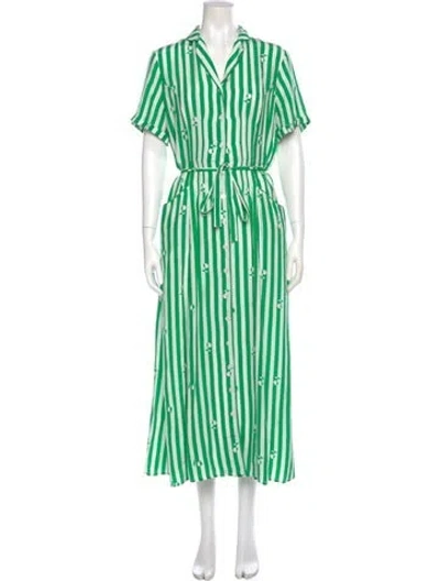 Pre-owned Hvn Silk Long Dress In Green