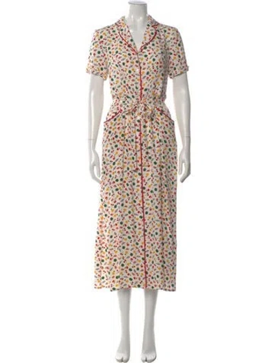 Pre-owned Hvn Silk Long Dress In Multi