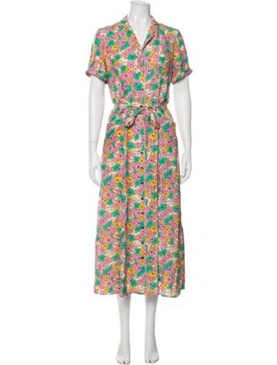 Pre-owned Hvn Silk Long Dress In Multi