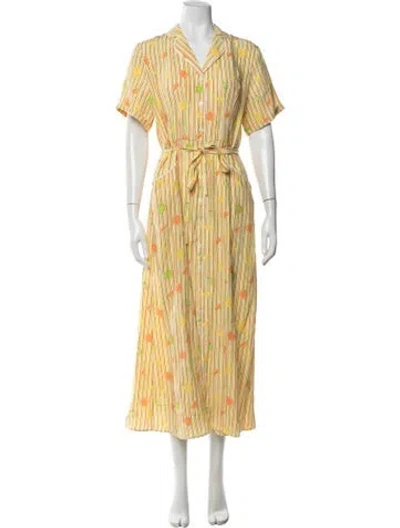 Pre-owned Hvn Silk Long Dress In Multi