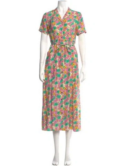 Pre-owned Hvn Silk Long Dress In Neutral