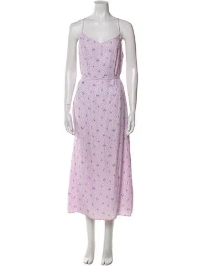 Pre-owned Hvn Silk Long Dress In Purple