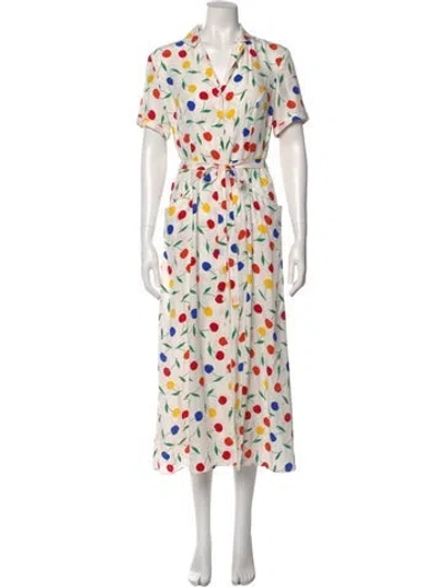 Pre-owned Hvn Silk Long Dress In Red