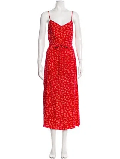 Pre-owned Hvn Silk Long Dress In Red