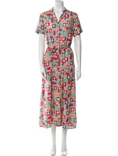 Pre-owned Hvn Silk Long Dress In Red