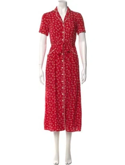 Pre-owned Hvn Silk Long Dress In Red