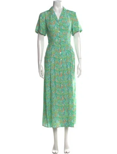 Pre-owned Hvn Silk Long Dress W/ Tags In Green