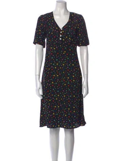 Pre-owned Hvn Silk Midi Length Dress In Black