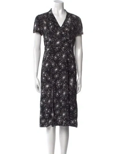 Pre-owned Hvn Silk Midi Length Dress In Black