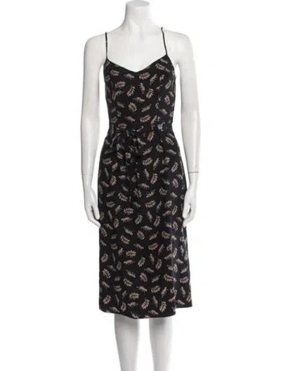 Pre-owned Hvn Silk Midi Length Dress In Black