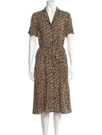 Pre-owned Hvn Silk Midi Length Dress In Black