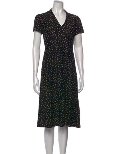 Pre-owned Hvn Silk Midi Length Dress In Black