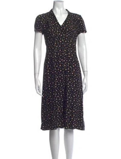 Pre-owned Hvn Silk Midi Length Dress In Black