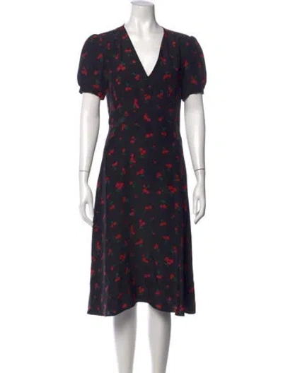 Pre-owned Hvn Silk Midi Length Dress In Black