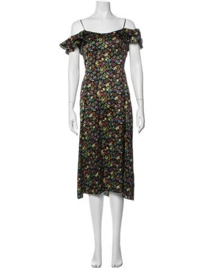 Pre-owned Hvn Silk Midi Length Dress In Black