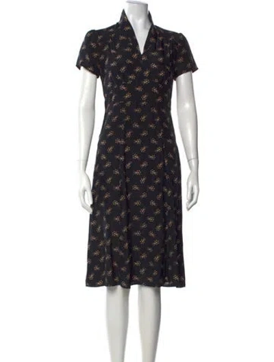 Pre-owned Hvn Silk Midi Length Dress In Black