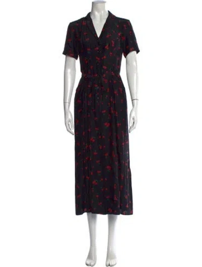 Pre-owned Hvn Silk Midi Length Dress In Black