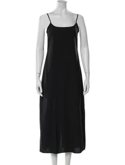 Pre-owned Hvn Silk Midi Length Dress In Black/blue