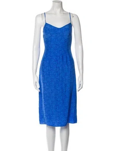 Pre-owned Hvn Silk Midi Length Dress In Blue
