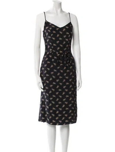 Pre-owned Hvn Silk Midi Length Dress In Blue