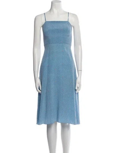 Pre-owned Hvn Silk Midi Length Dress In Blue