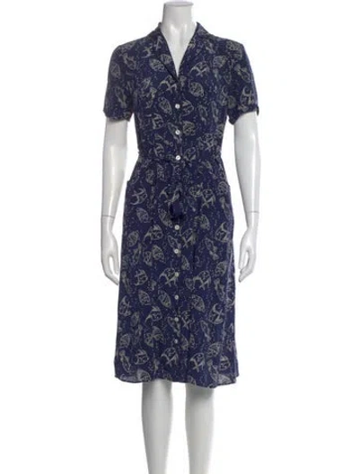 Pre-owned Hvn Silk Midi Length Dress In Blue