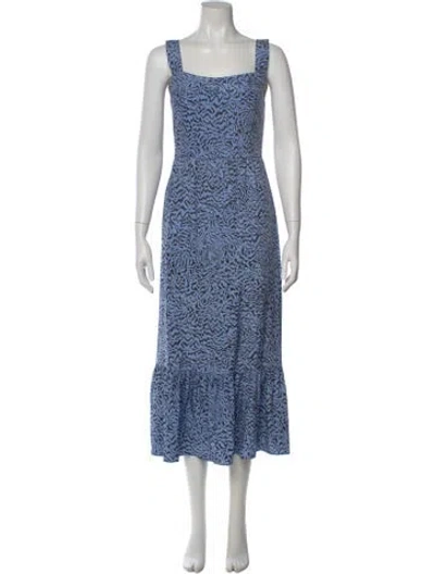 Pre-owned Hvn Silk Midi Length Dress In Blue