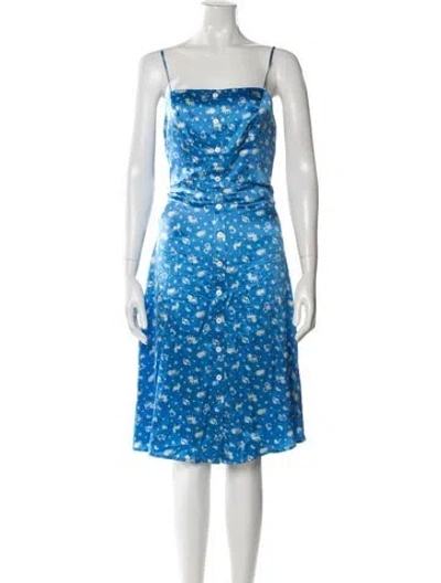 Pre-owned Hvn Silk Midi Length Dress In Blue