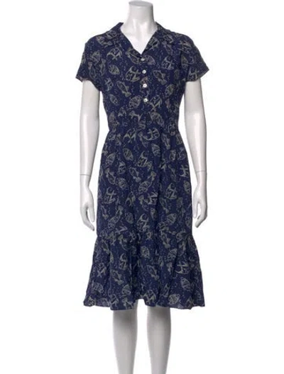 Pre-owned Hvn Silk Midi Length Dress In Blue