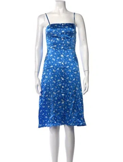 Pre-owned Hvn Silk Midi Length Dress In Blue