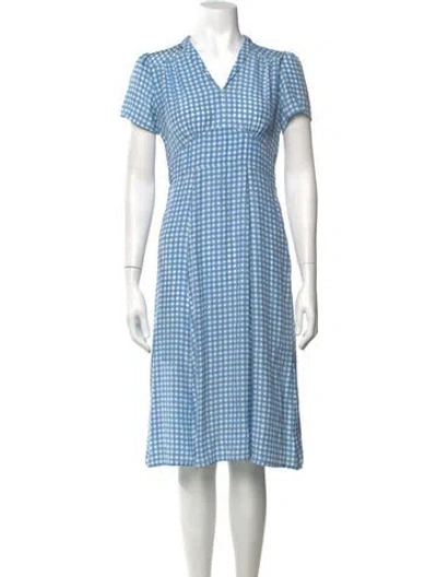Pre-owned Hvn Silk Midi Length Dress In Blue