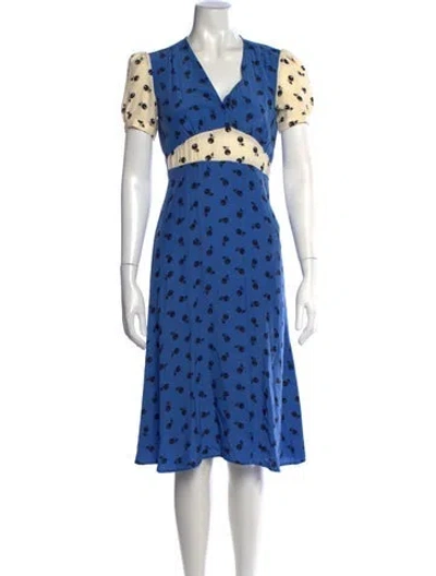 Pre-owned Hvn Silk Midi Length Dress In Blue