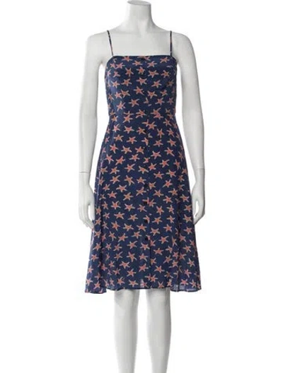 Pre-owned Hvn Silk Midi Length Dress In Blue