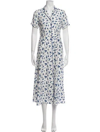 Pre-owned Hvn Silk Midi Length Dress In Blue/neutrals