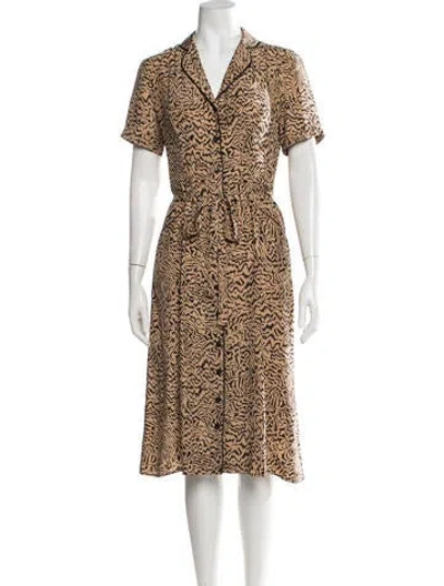 Pre-owned Hvn Silk Midi Length Dress In Brown
