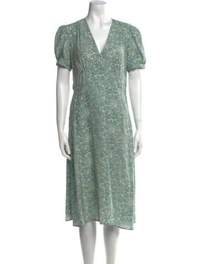 Pre-owned Hvn Silk Midi Length Dress In Green