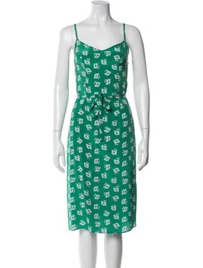 Pre-owned Hvn Silk Midi Length Dress In Green