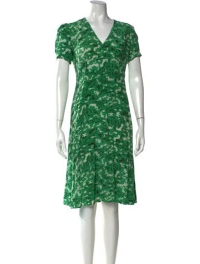 Pre-owned Hvn Silk Midi Length Dress In Green
